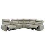 Jayke - Power Motion Sectional Sofa - Light Gray Top Grain Leather Match