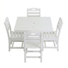 Outdoor Patio Dining Set, Square Table With Umbrella Hole And Armless Chairs