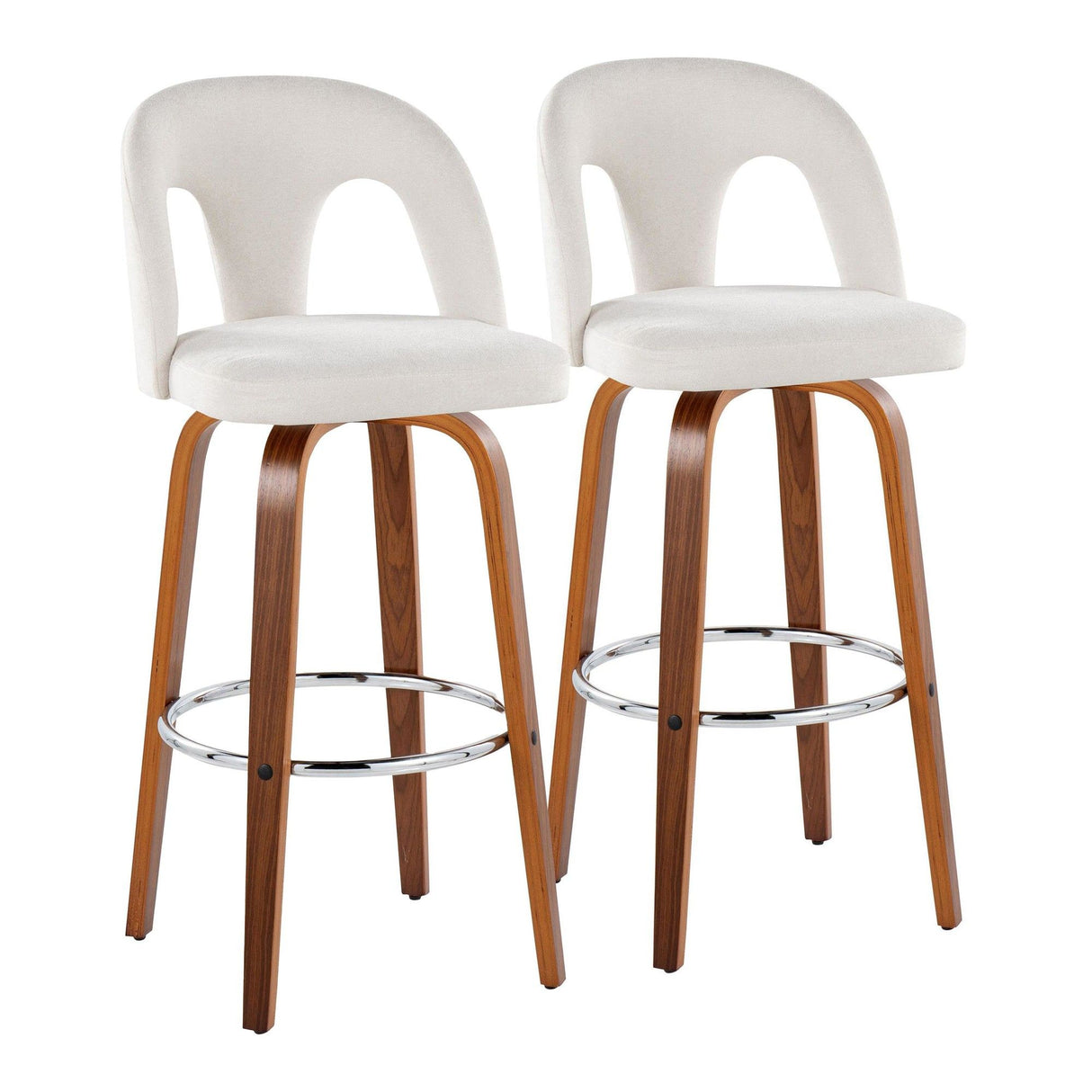 Ava - Upholstered Fixed-Height Barstool (Set of 2) - Walnut Wood Base