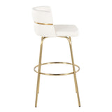 Cinch - 30" Fixed-Height Barstool With Swivel And Round Footrest (Set of 2) - Gold Metal