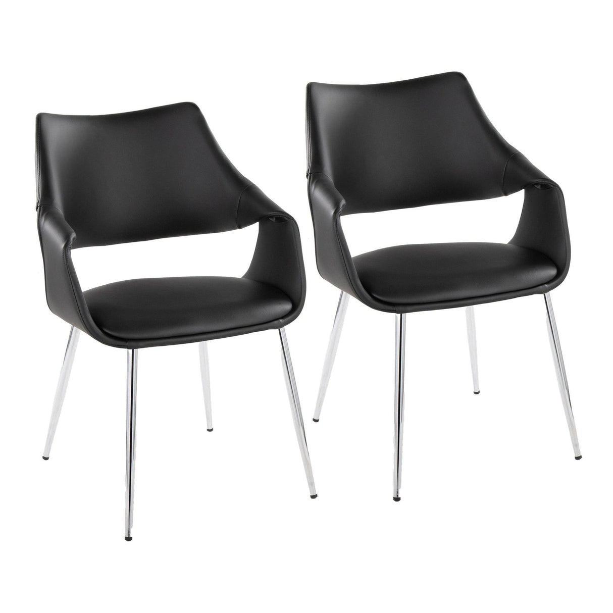 Curvo - High Back Upholstered Chair (Set of 2) - Chrome Metal Legs