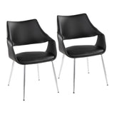 Curvo - High Back Upholstered Chair (Set of 2) - Chrome Metal Legs