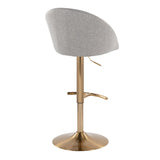 Matisse - Highback Adjustable Barstool With Rounded T Footrest (Set of 2) - Gold Metal