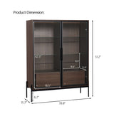 Modern Minimalist Style LED Curio Cabinet With Tempered Glass Door, Metal Legs