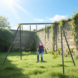 Xns008 Interesting Triple Children Metal Safe Swing Set 440Lbs For Outdoor Playground Three Seat Swing For Age 3+ - Green / Black