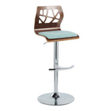 Folia - Adjustable Swivel Barstool (Set of 2) - Chrome Metal And Walnut Back