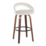 Grotto - Upholstered Fixed-Height Barstool (Set of 2) - Walnut Wood