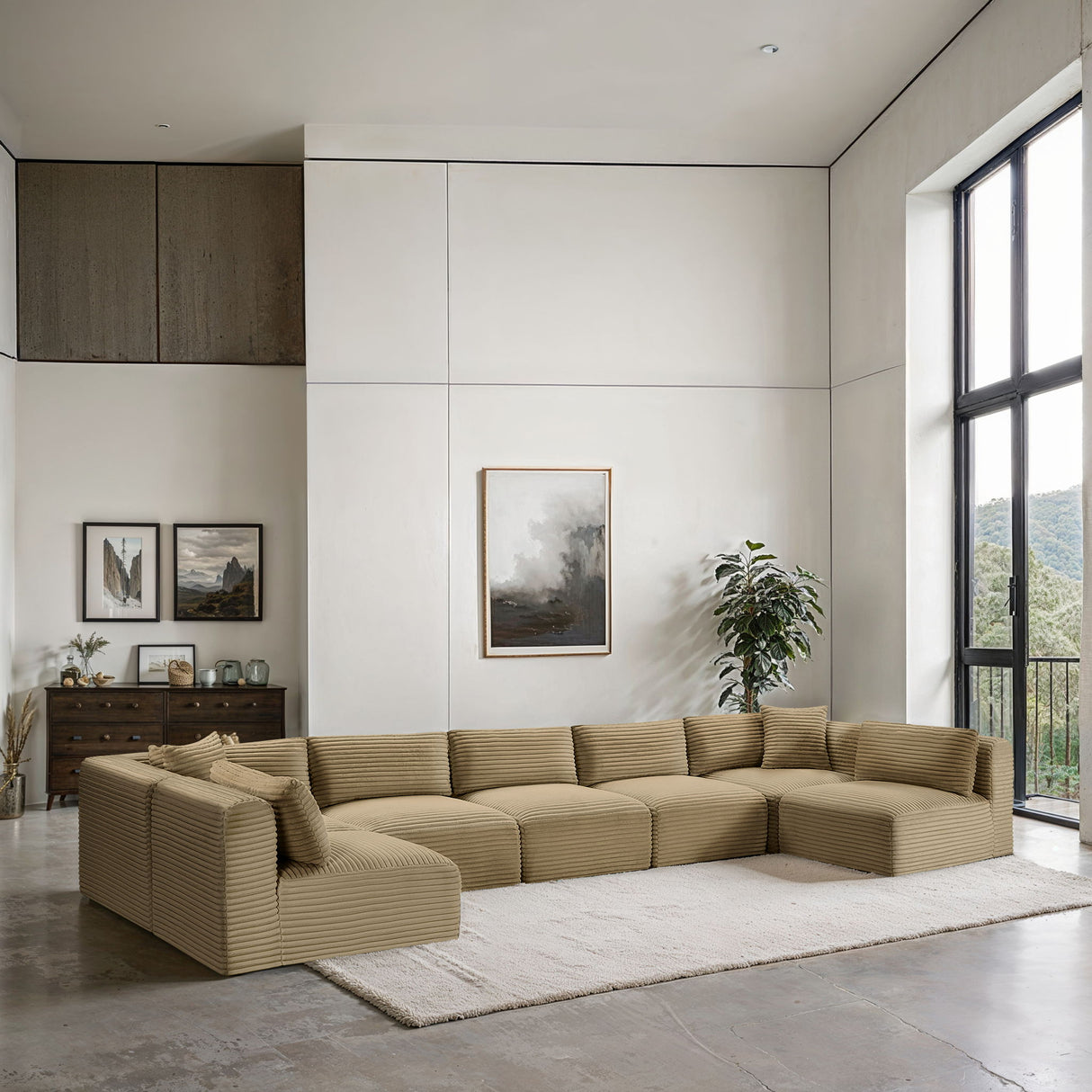Shaggy - 7 Piece Modular U-Shaped Armless Sectional