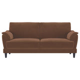 Selma - 2 Piece Velvet Upholstered Crescent Arm Sofa Set - Rust