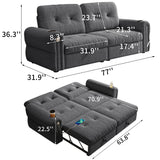 2 In 1 Convertible Sofa Bed For Living Room - Dark Gray - Fabric