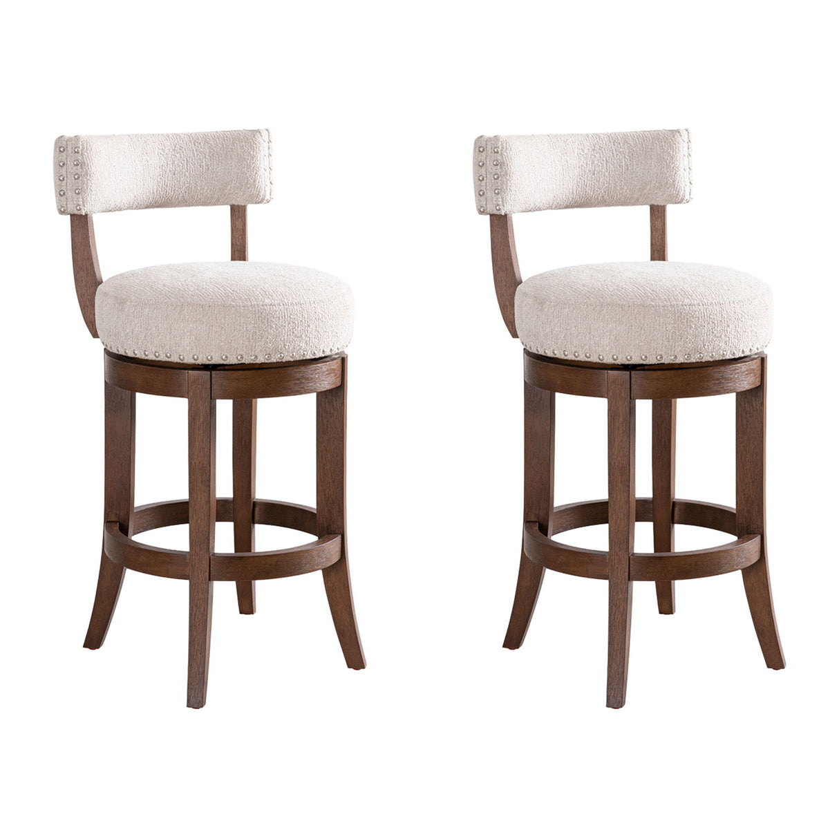 Mystic - Solid Wood Upholstered 26" Counter Height Swivel Barstool