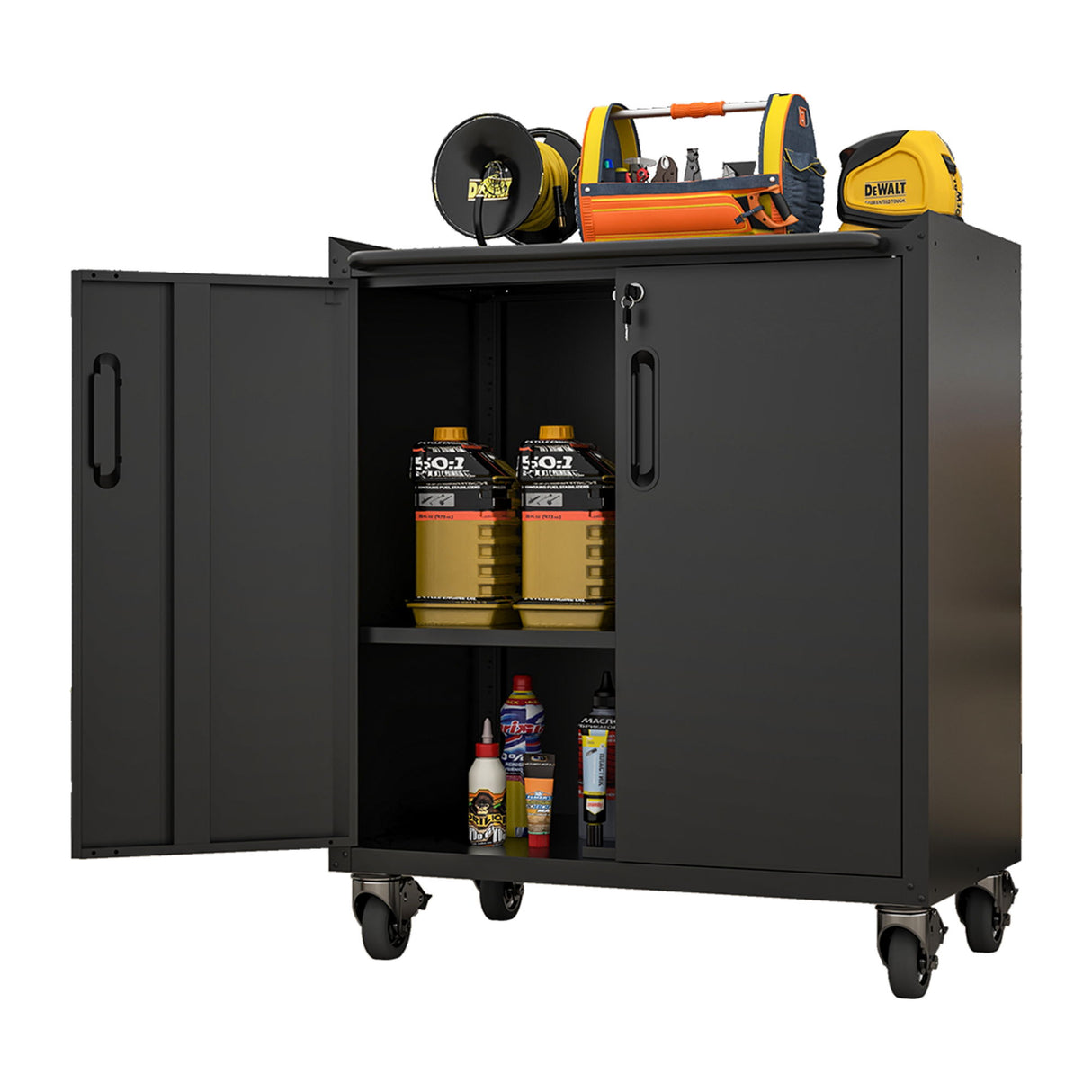 Heavy Duty Metal Garage Storage Cabinet With Wheels Sturdy Tool Organizer