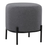 Daniella - Contemporary Foot Stool - Black Metal And Gray Fabric