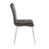 Mason - Contemporary Swivel Dining / Accent Chair (Set of 2) - Stainless Steel, Walnut Wood
