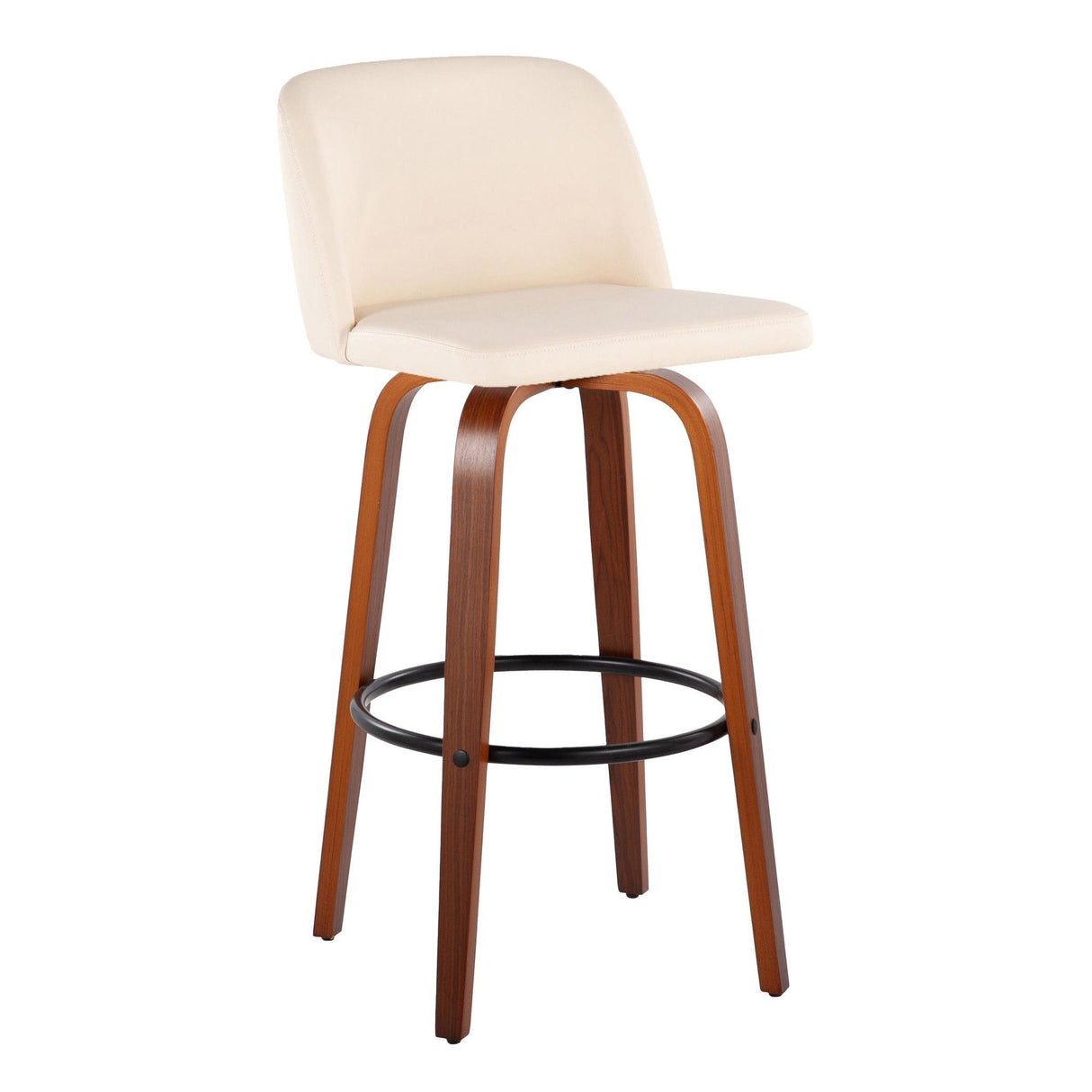 Toriano - 30" Faux Leather Fixed-Height Barstool (Set of 2) - Beige