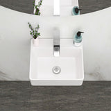 Ceramic Rectangle Wall Mount Bathroom Sink With Single Faucet Hole