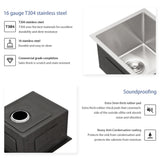 Undermount Stainless Steel Kitchen Sink, Deep Single Bowl Basin