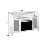 Noralie - 41" Wine Cabinet With LED - Mirrored & Faux Diamonds