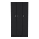 Wardrobe Armoire With 3 Doors And 2 Inner Drawers, 3 Doors - Black