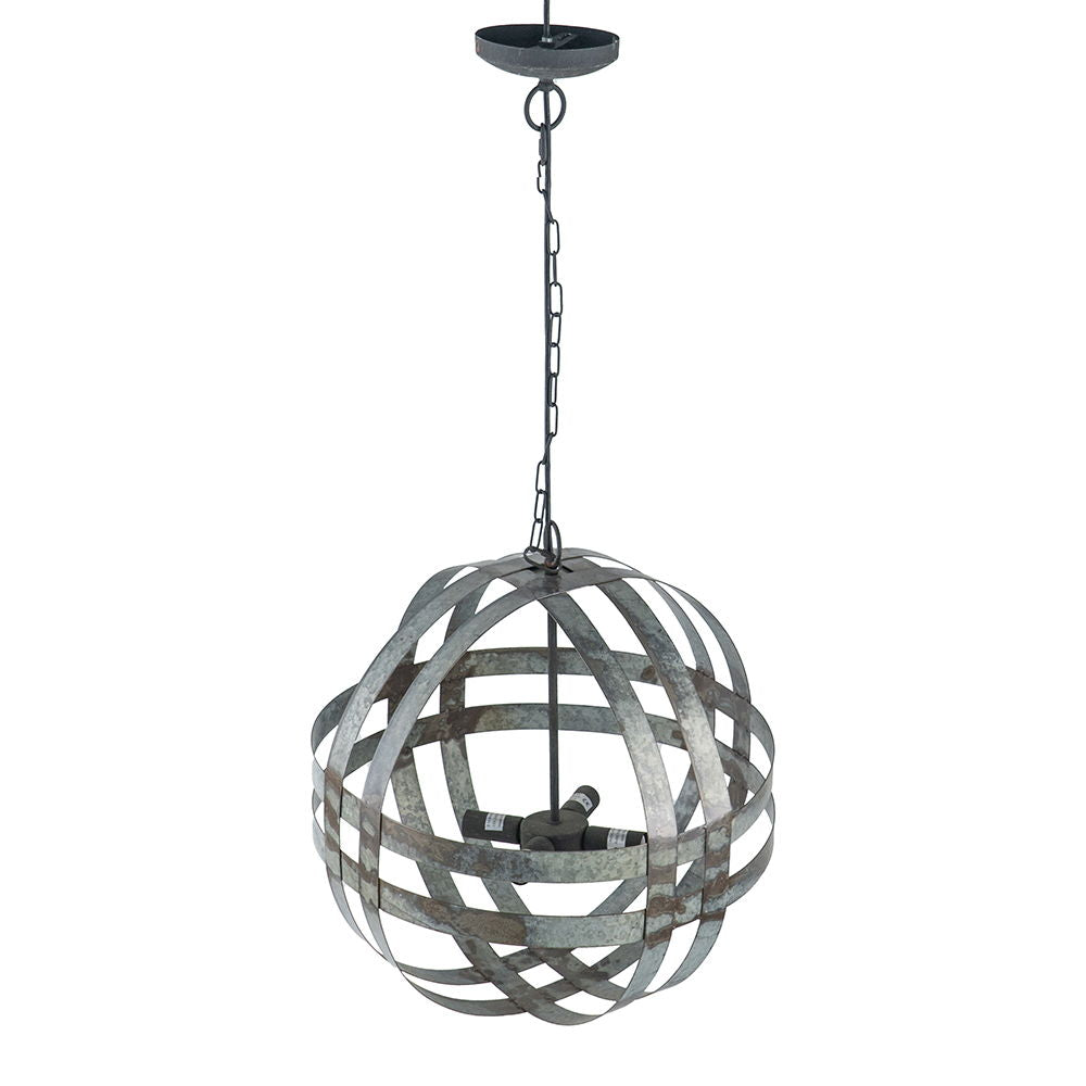 4 Light Galvanized Chandelier, Hanging Light Fixture With Adjustable Chain For Kitchen, Bulb Not Included - Gray
