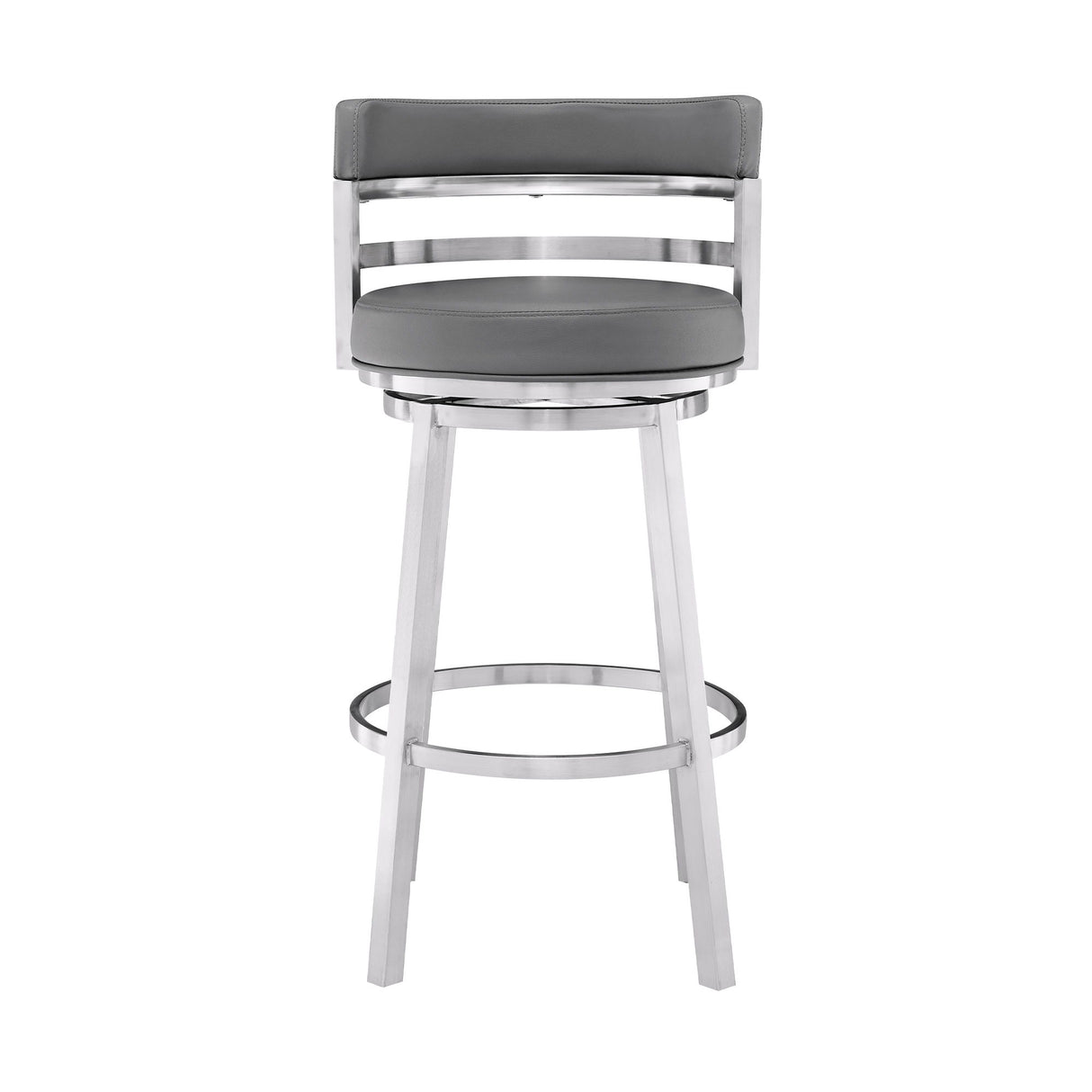 Titana - Swivel Faux Leather And Brushed Stainless Steel Bar Stool