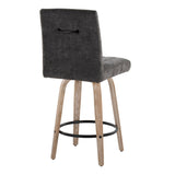 Hannah - 26" Fixed-Height Counter Stool With Swivel And Round Black Metal Footrest (Set of 2) - Whitewashed Wood