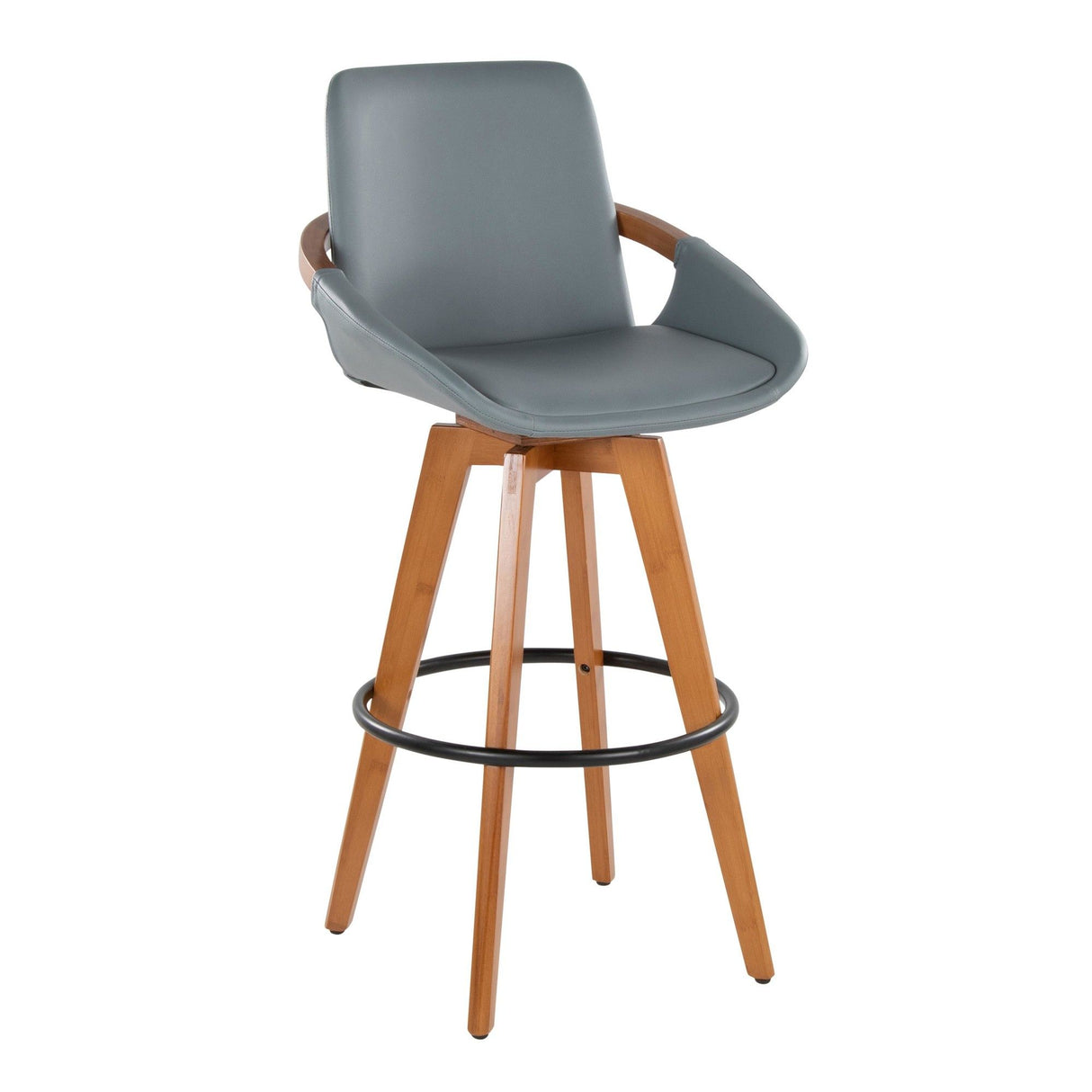 Cosmo - 29" Fixed-Height Barstool With Swivel - Walnut Bamboo