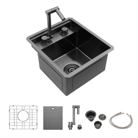 Modern Undermount Bar Sink With Folding Faucet