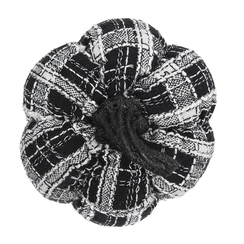 Light Plaid Pumpkin, For Holiday Halloween Decor - Black / White