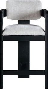 Sacha - Linen Stool With Black Base