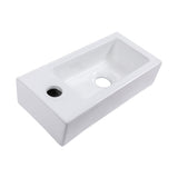 Modern Ceramic Rectangle Wall Mount Bathroom Sink With Single Faucet Hole