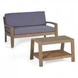 2 Piece Outdoor Conversation Set (Loveseat & Coffee Table With Water-Resistant Cushions)