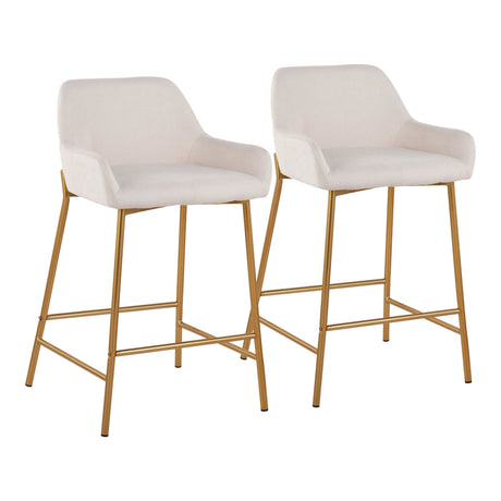 Daniella - Fixed-Height Counter Stool With Gold Frame (Set of 2)
