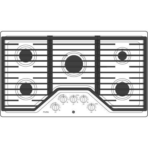 GE Profile PGP7036BMTS gas cooktop dimension diagram