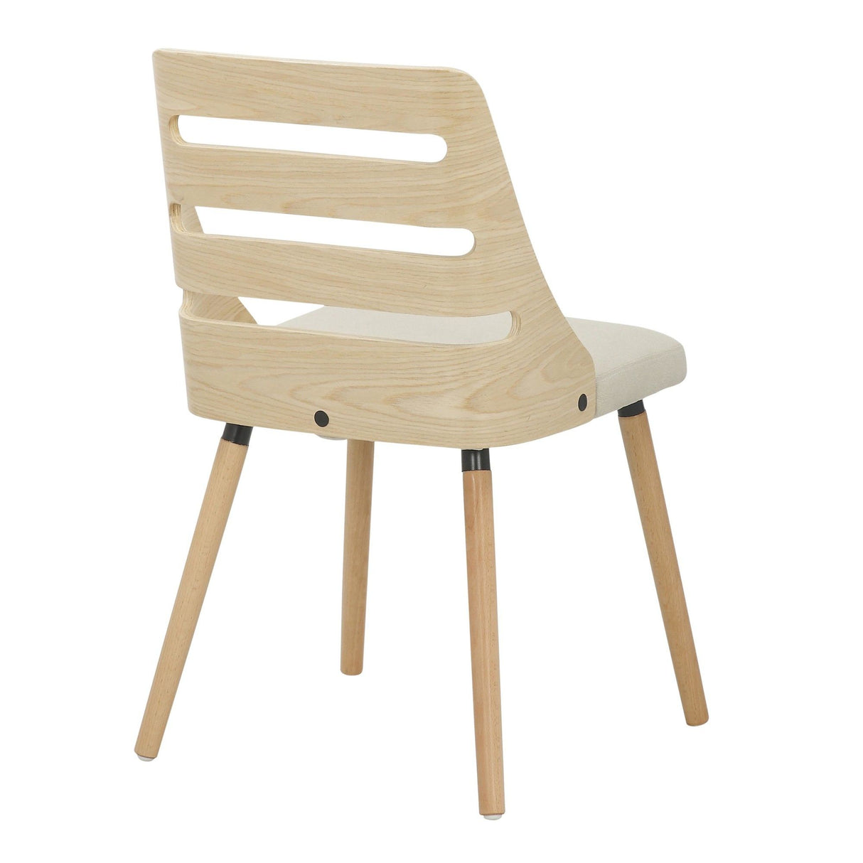 Trevi - Mid-Century Modern Dining / Accent Chair (Set of 2) - Natural Wood / Cream Fabric