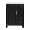 Freestanding Bathroom Vanity With Sink, 3 Drawers & Flip-Out Drawer