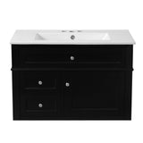 Wall Mounted Bathroom Vanity With 2 Drawers, 1 Tip Out Drawer, 3 Holes Sink
