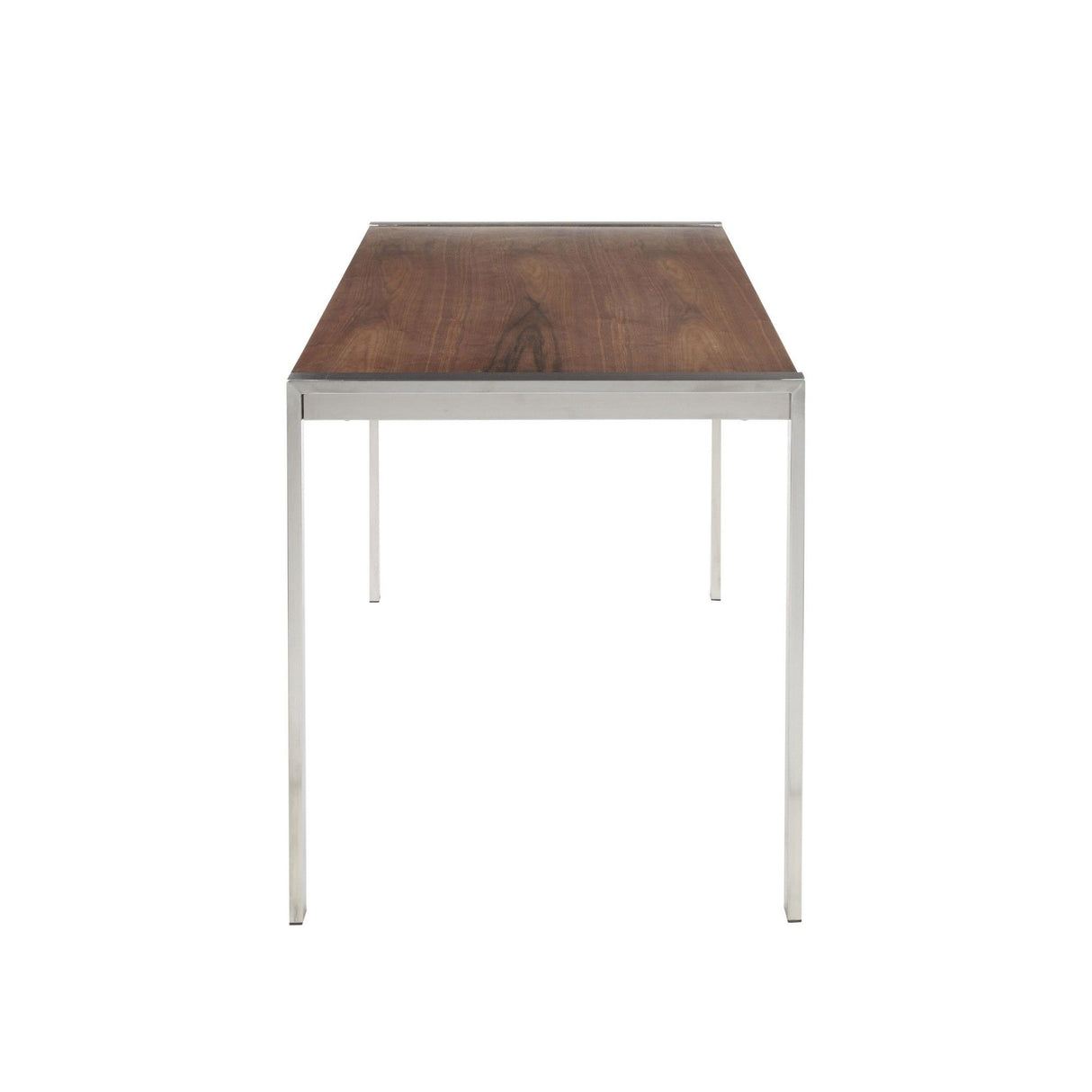 Fuji - Modern Dining Table - Stainless Steel With Walnut Wood Top