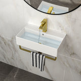 Wall Mounted Rectangular Bathroom Sink With Towel Bar