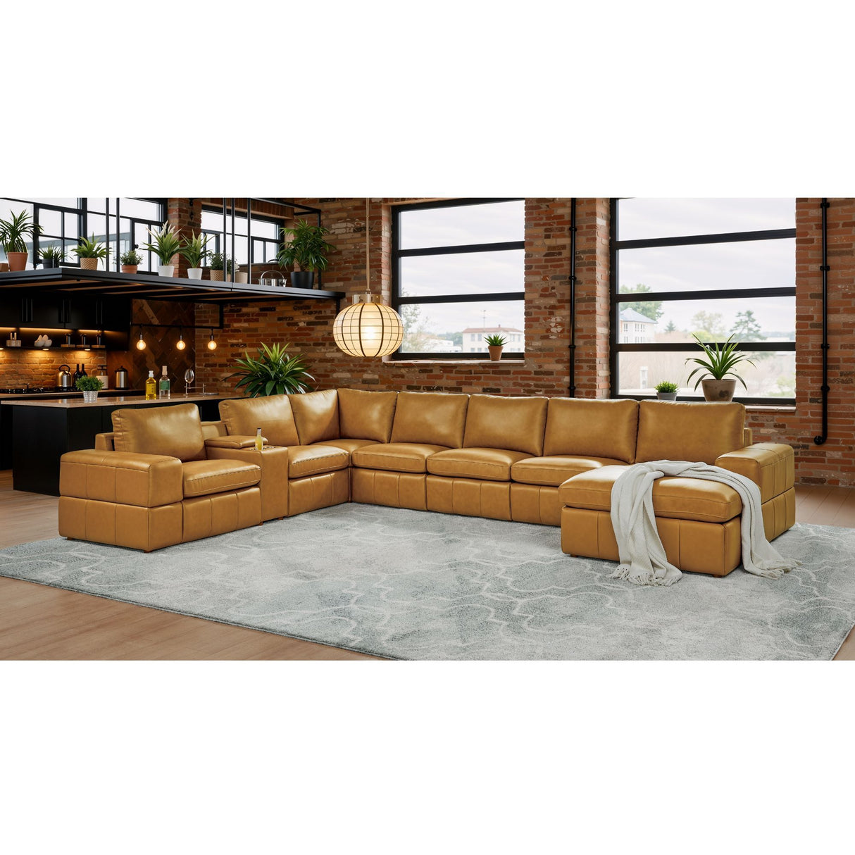 Modular Sectional With Large Square Arms, Custom Configuration