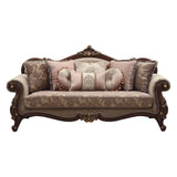 Mehadi - Sofa With 8 Pillows - Velvet & Walnut