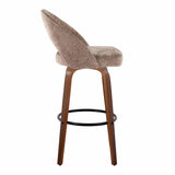 Renee - Upholstered Fixed-Height Barstool (Set of 2) - Walnut Wood Base