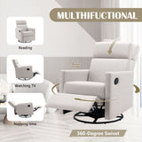 Modern Upholstered Rocker Nursery Chair Plush Seating Glider Swivel Recliner Chair