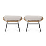 Outdoor Modern Boho Wicker Ottoman With Cushions (Set of 2)