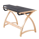 Bentley - Mid-Century Modern Office Desk - Natural Wood And Black Glass