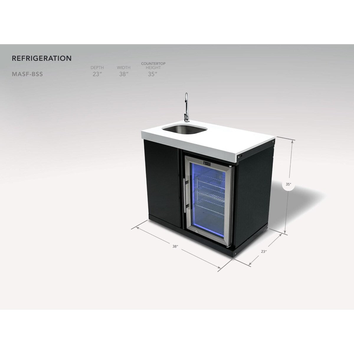 Mont Alpi Beverage Center Cabinet Module W/ Sink & 2.6 Cu. Ft. Outdoor Refrigerator - Black Stainless Steel - MASF-BSS