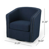Modern Upholstered Swivel Club Chair With Nailhead Trim