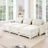 Stylish Sofa With Ottoman And Lumbar Pillows, Ergonomic Design