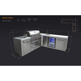 Mont Alpi Original Series 8 Ft L-Shaped Propane Outdoor Kitchen Island w/ Side Burner & Beverage Center - MAi805-90BEV