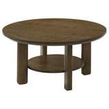 Ottowa - Round Wood Table With Shelf